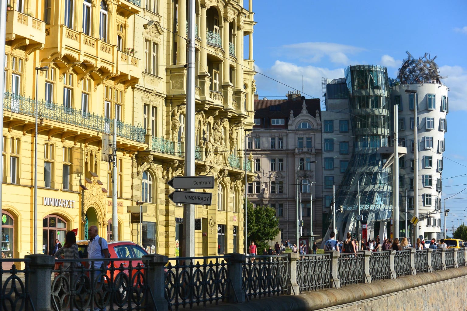 Buildings on the streets of Prague, Czech Republic.